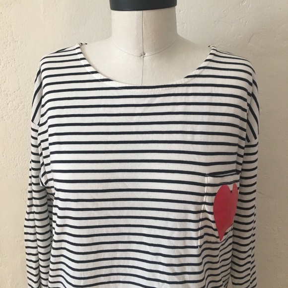 Chinti + Parker Cream/Navy Striped Breton Heart T - Picture 4 of 8